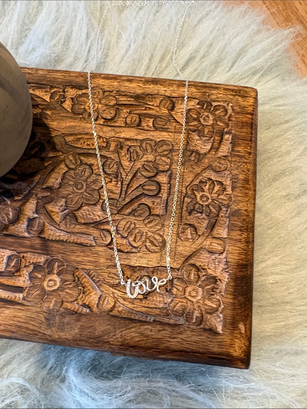 Sterling Silver 'Love' Script Necklace - Elegant Women's Pendant